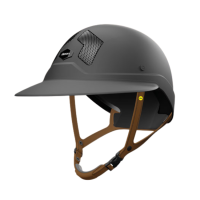 Mips Flex-on Armet helm zwart met Angel Dark klep, bruine kinriem