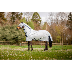 Vliegenmasker Horseware Mio zonder oren Maanlichtgrijs / marineblauw Bruin