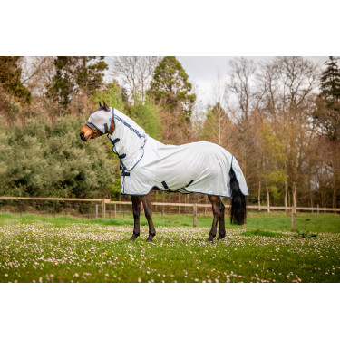 Vliegenmasker Horseware Mio zonder oren Maanlichtgrijs / marineblauw Bruin