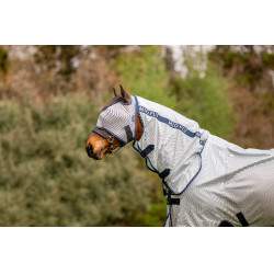 Vliegenmasker Horseware Mio zonder oren Maanlichtgrijs / marineblauw Bruin