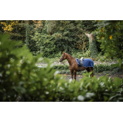 Waterdichte fleece paardendeken Horseware Rambo Marine / onweer / zilvergrijs Marineblauw