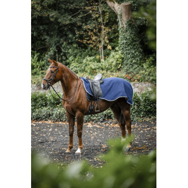Waterdichte fleece paardendeken Horseware Rambo Marine / onweer / zilvergrijs Marineblauw