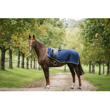 Waterdichte fleece paardendeken Horseware Rambo Marine / onweer / zilvergrijs Marineblauw