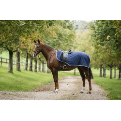 Waterdichte fleece paardendeken Horseware Rambo Marine / onweer / zilvergrijs Marineblauw