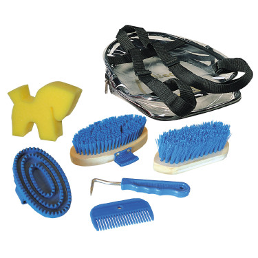 Set van 7 borstels in rugzak Kerbl Blauw