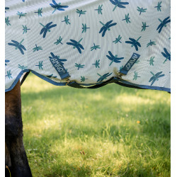 Vliegendeken Horseware Amigo Bug Rug XL Plus Libellenmotief / zilver / blauw / salie Motieven Vliegendeken Horseware Amigo Bug Rug XL Plus Libellenmotief / zilver / blauw / salie Motieven