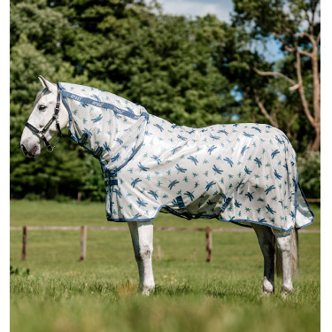 Horseware Amigo Geïntegreerde Vliegendeken Libellenmotief / zilver / blauw / salie Motieven