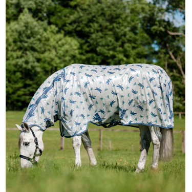 Horseware Amigo Geïntegreerde Vliegendeken Libellenmotief / zilver / blauw / salie Motieven