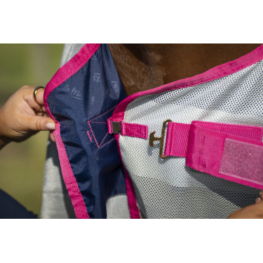 Bucas Buzz-Off Rain vliegen deken met halsdeel Blauw Blossom