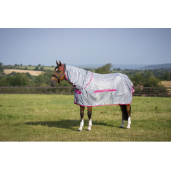 Bucas Buzz-Off Rain vliegen deken met halsdeel Blauw Blossom