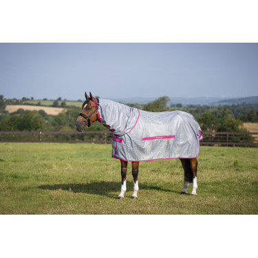 Bucas Buzz-Off Rain vliegen deken met halsdeel Blauw Blossom