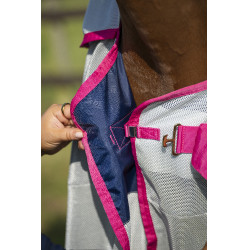Bucas Buzz-Off Rain vliegen deken met halsdeel Blauw Blossom