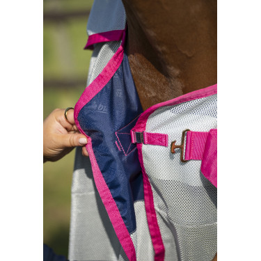 Bucas Buzz-Off Rain vliegen deken met halsdeel Blauw Blossom