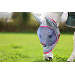 Bucas Buzz-Off Deluxe vliegenmasker met oren Blauw Blossom