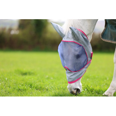 Bucas Buzz-Off Deluxe vliegenmasker met oren Blauw Blossom