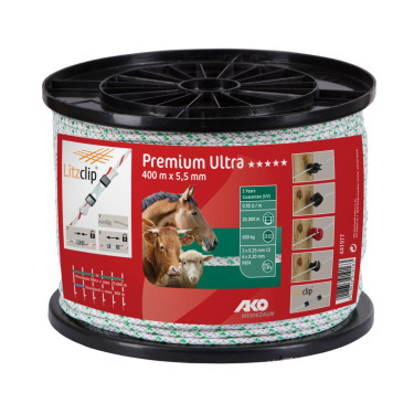 Premium Ultra AKO afrasteringskoordje Wit / groen