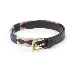 Shires Drover Skinny Polo Riem Marine / roze / naturel Blauw Shires Drover Skinny Polo Riem Marine / roze / naturel Blauw