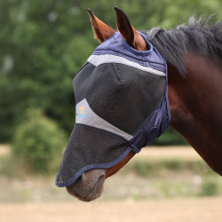 Shires FlyGuard Pro fijnmazig anti-vliegenmasker met oorsparingen en neus Marine Marineblauw