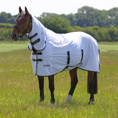 Volledige anti-vliegen deken Shires Tempest Original Wit / marineblauw