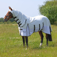 Volledige anti-vliegen deken Shires Highlander Plus Sun Shade Wit