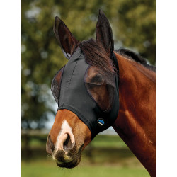Weatherbeeta ComFiTec Deluxe Stretch anti-vliegenmasker met oren Zwart / zwart