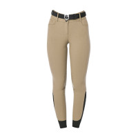 Dames rijbroek Equestro met kniestGrip hoge taille Wierook Beige