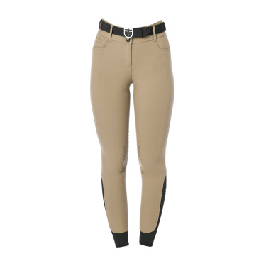 Dames rijbroek Equestro met kniestGrip hoge taille Wierook Beige