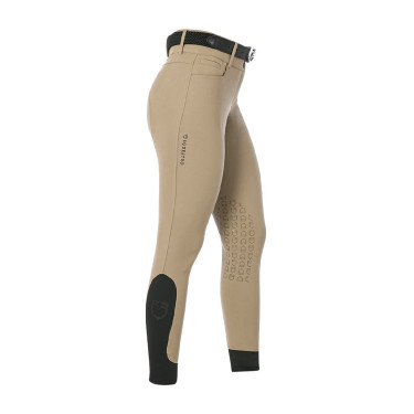 Dames rijbroek Equestro met kniestGrip hoge taille Wierook Beige