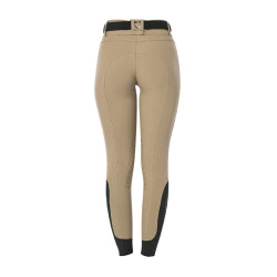 Dames rijbroek Equestro met kniestGrip hoge taille Wierook Beige