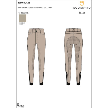 Damesbroek met hoge taille en volledige grip Equestro Oxfordbruin Roze