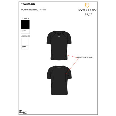 Dames slim fit trainingsshirt techniek Equestro Zwart Dames slim fit trainingsshirt techniek Equestro Zwart
