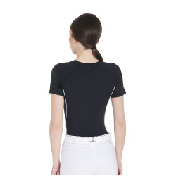 Dames slim fit trainingsshirt techniek Equestro Zwart