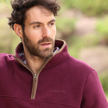 Heren half-zip fleece Shires Aubrion Core Bordeaux