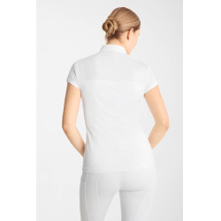 Wedstrijdpolo Horze Louisa mesh dames Wit / turquoiseblauw
