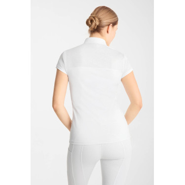 Wedstrijdpolo Horze Louisa mesh dames Wit / turquoiseblauw