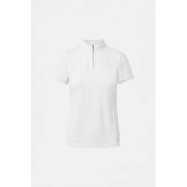 Wedstrijdpolo Horze Louisa mesh dames Wit / turquoiseblauw