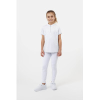 Wedstrijdpolo Horze Louisa Young Rider met inzetstukken van mesh Wit / turquoiseblauw