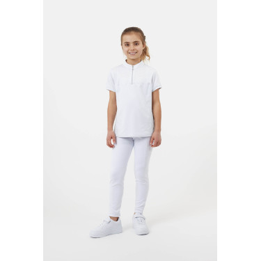 Wedstrijdpolo Horze Louisa Young Rider met inzetstukken van mesh Wit / turquoiseblauw