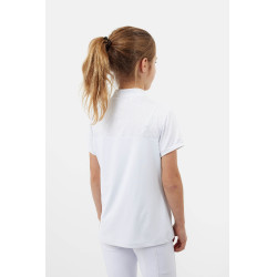 Wedstrijdpolo Horze Louisa Young Rider met inzetstukken van mesh Wit / turquoiseblauw
