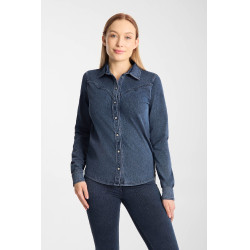 Horze Ulrika western damesblouse Blauw denim