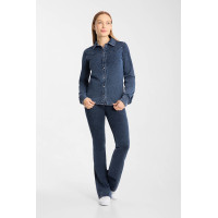 Horze Ulrika western damesblouse Blauw denim