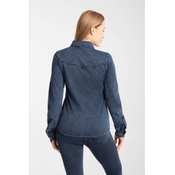 Horze Ulrika western damesblouse Blauw denim