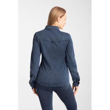Horze Ulrika western damesblouse Blauw denim