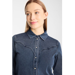 Horze Ulrika western damesblouse Blauw denim
