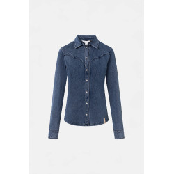 Horze Ulrika western damesblouse Blauw denim
