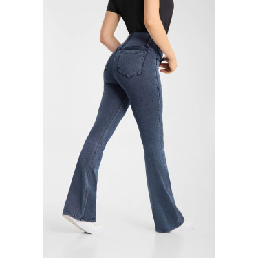 Horze Emery dames western rijlegging met bootcut in denimlook Blauw denim
