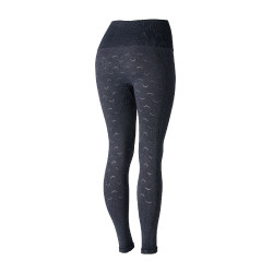 Dames naadloze Horze paardrijlegging Vanessa met fullseat van siliconen Denim Blauw