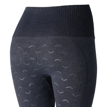 Dames naadloze Horze paardrijlegging Vanessa met fullseat van siliconen Denim Blauw