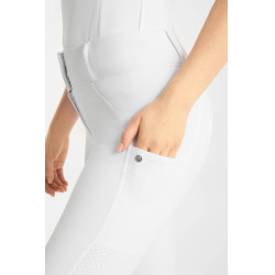 Rijbroek Horze Matilda geperforeerd dames full grip Wit / turquoiseblauw