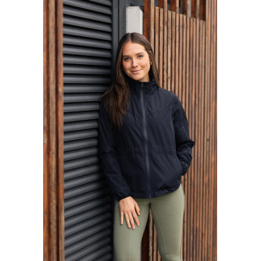 Dames regenbestendige lichte rijjas Horze Fiora Donker marineblauw
